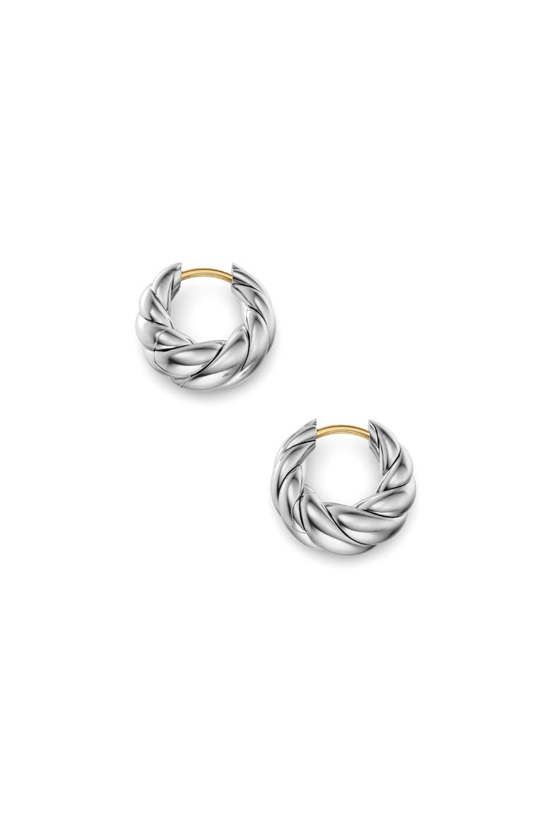 Sculpted Cable Tapered Hoop Earrings, Alternate, color, SILVER