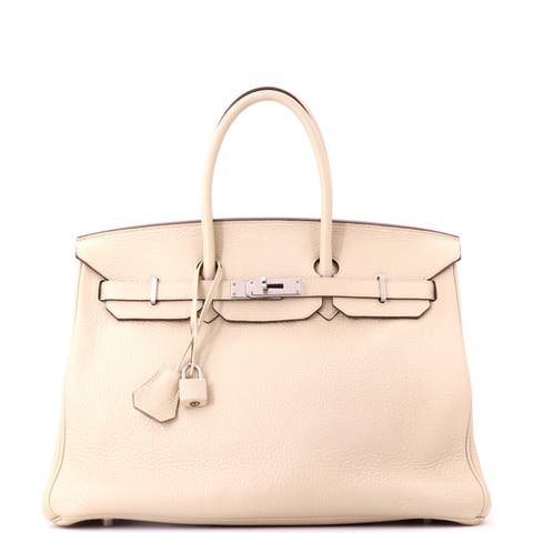 Birkin Handbag Light Clemence with Palladium Hardware 35