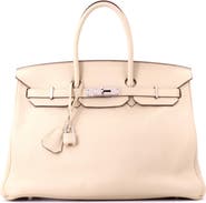 Pre-Owned Hermes Birkin Handbag Light Clemence with Palladium Hardware 35