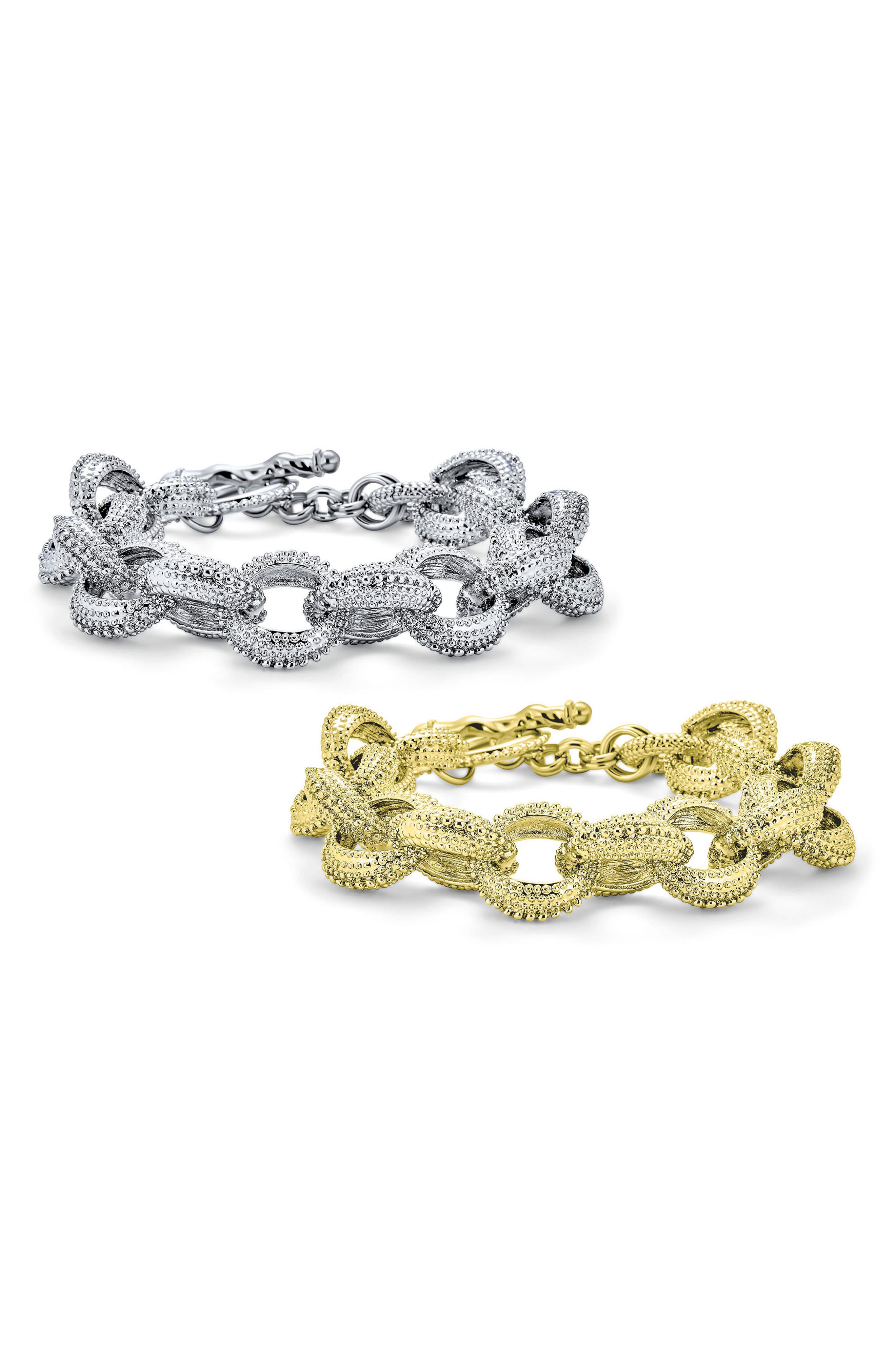 BLING JEWELRY Set of 3 Oval Link Bracelets