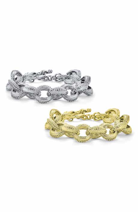 BLING JEWELRY Set of 3 Oval Link Bracelets