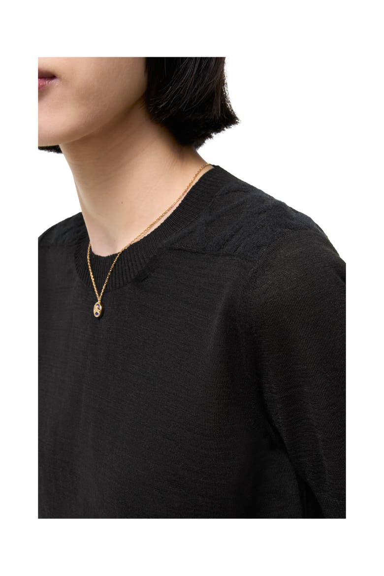 Check Panel Wool Silk Top, Alternate, color, Black