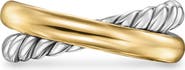 David Yurman Crossover Two-Row Ring in Sterling Silver with 14K Yellow Gold, 7.5mm