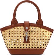 Adornia Kane Rattan Faux Leather Shoulder Bag