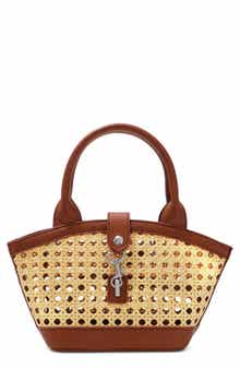 Kane Rattan Faux Leather Shoulder Bag