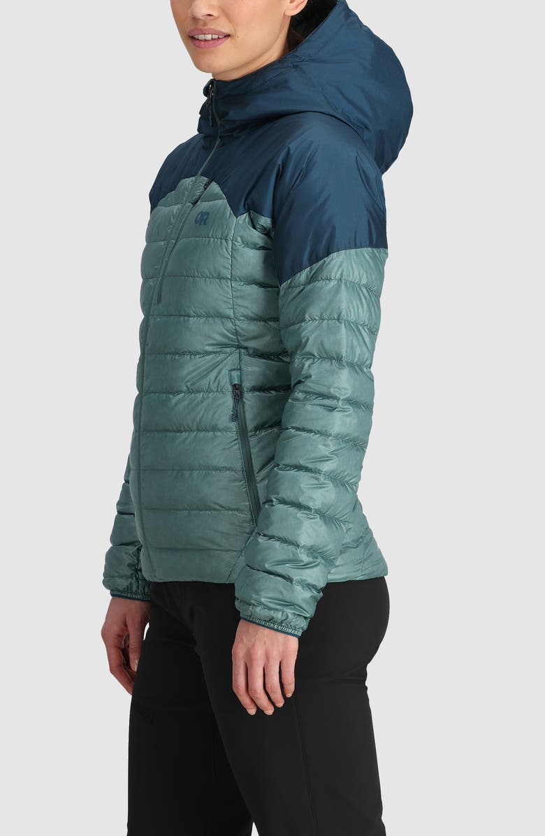 Outdoor Research Helium 800 Fill Power Down Hooded Jacket, Alternate, color, Neptune/ Harbor