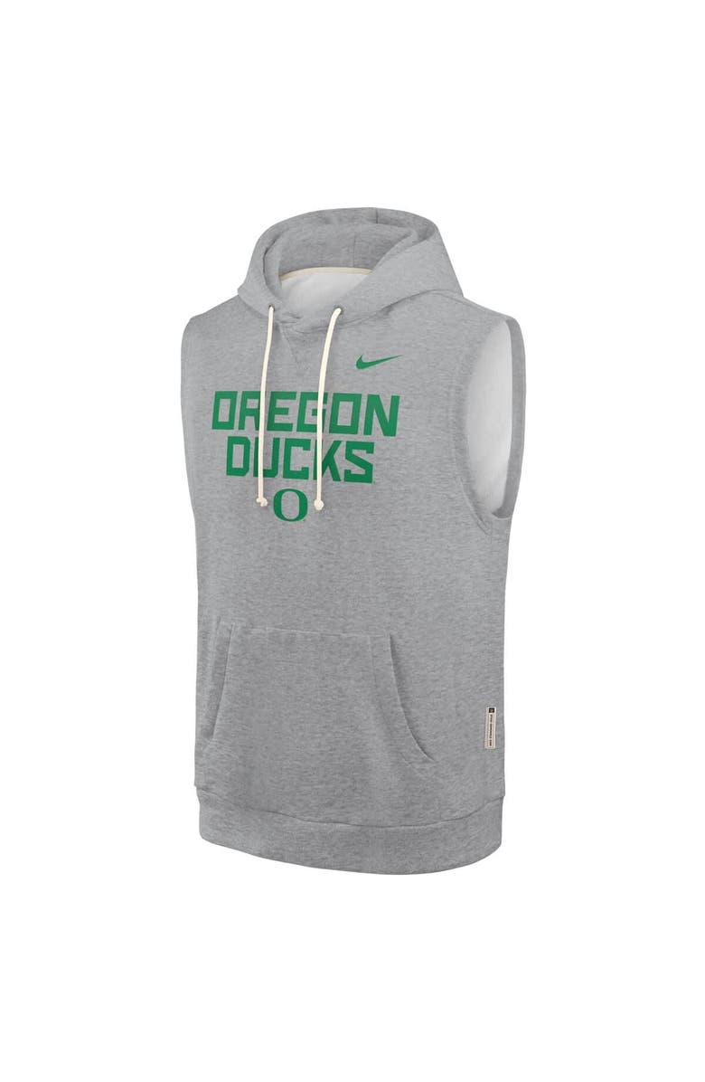 Nike Men's Nike Heather Gray Oregon Ducks 2025 Sideline Performance Sleeveless Pullover Hoodie, Alternate, color, 