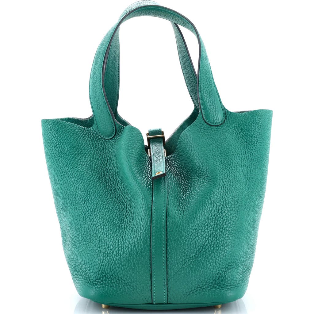 Pre-owned Hermes Hermes Picotin Lock Bag Clemence Mm In Green