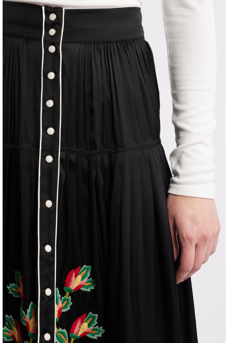 Heirloom Rose Embroidered Skirt, Alternate, color, BLACK