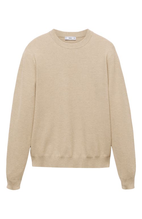 Mango Microstructure Crewneck Sweater In Sand