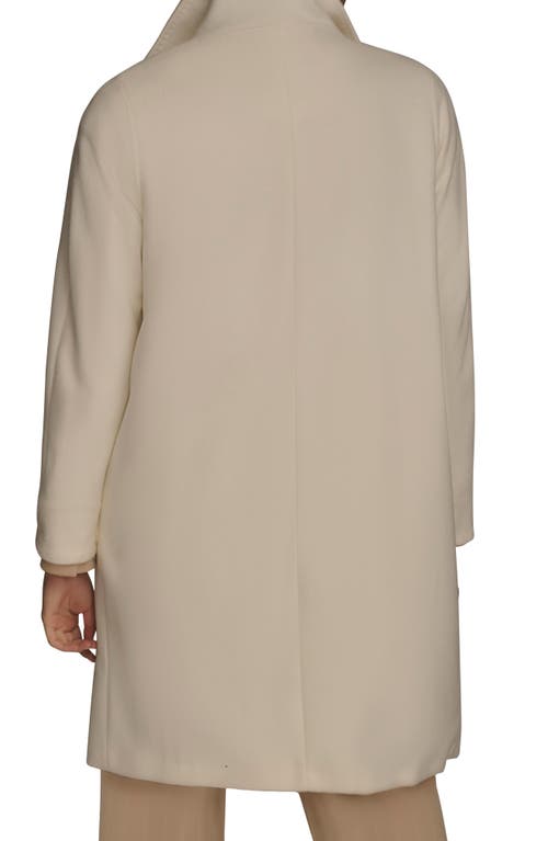 Donna Karan New York Convertible Collar Wool Blend Coat In White