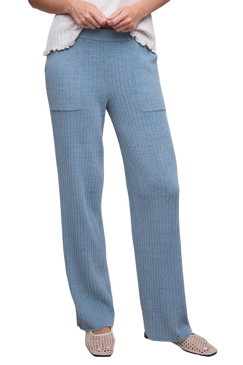 Patch Pocket Ribbed Pants, Main, color, BLUE AURA