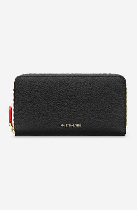 Long Leather Zip Wallet