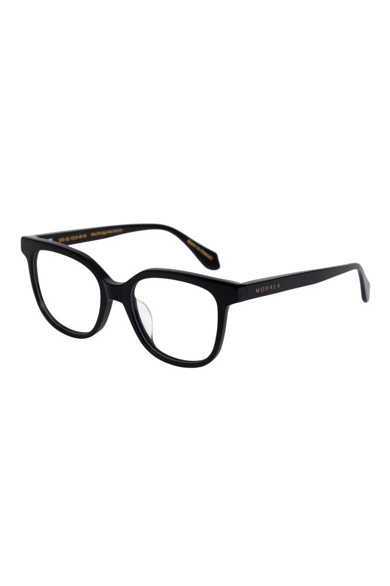 Lahela 52mm Low Nose Bridge Medium Width Square Optical Glasses, Alternate, color, BLACK LAVA / CLEAR LENSES