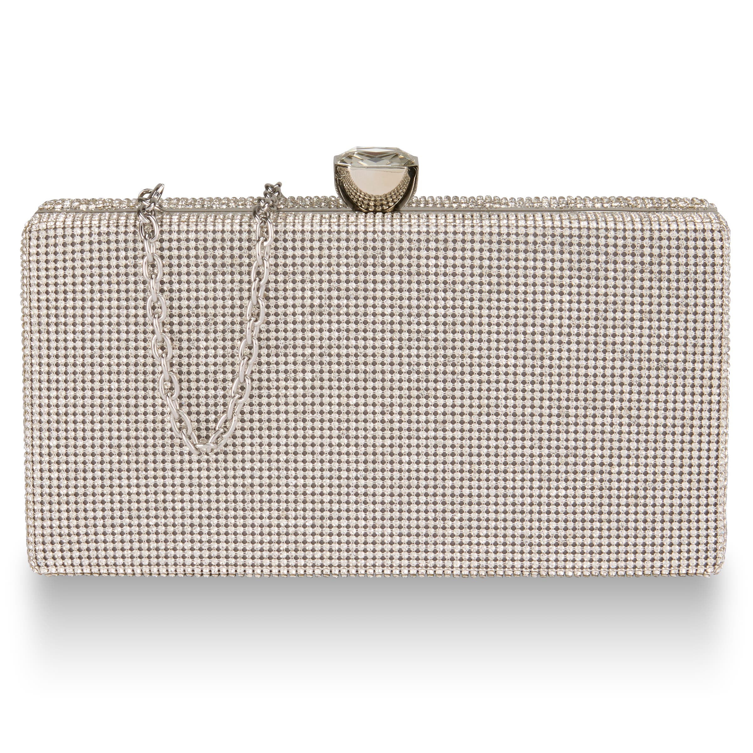 Whiting & Davis Olivia Crystal Top Minaudiere, Alternate, color, Metallic Silver