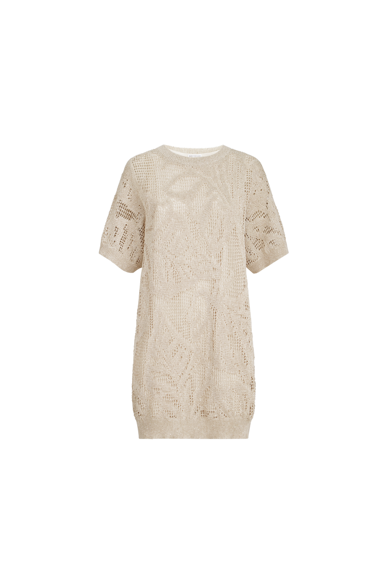 Dazzling water lilies mini dress, Alternate, color, Beige
