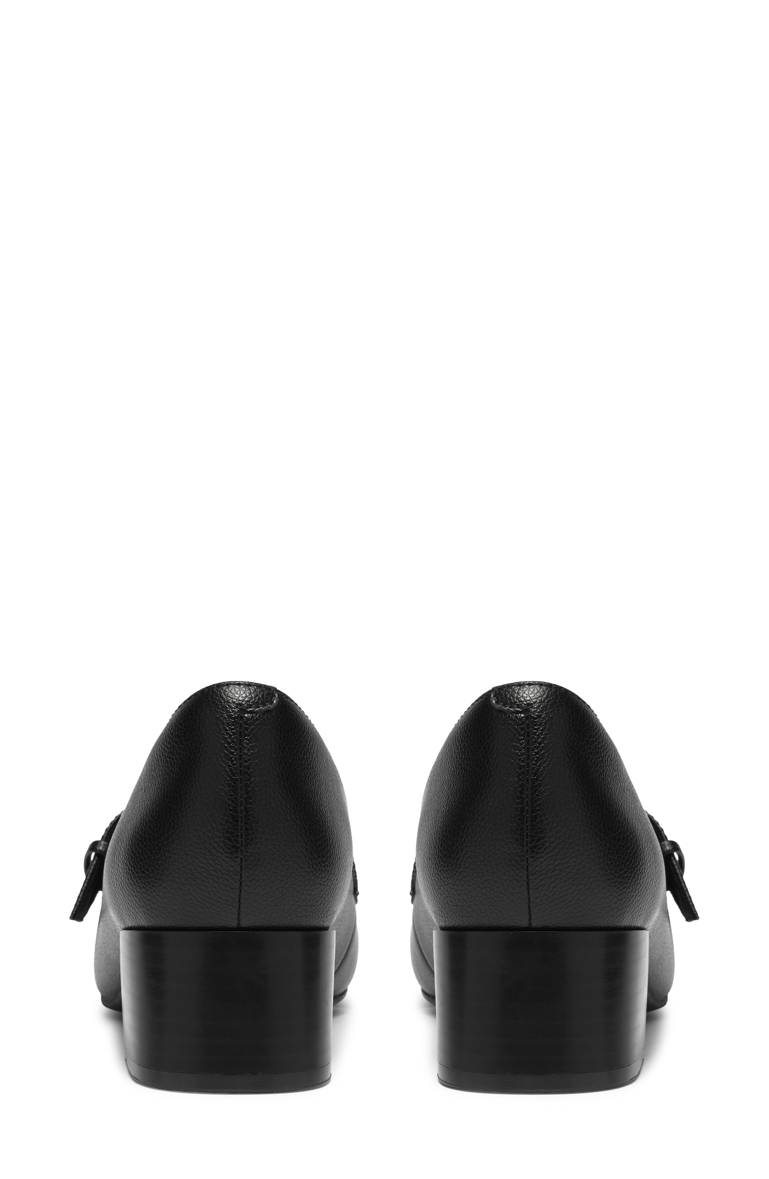 Iridessa Big Buckle Leather Loafer Pump, Alternate, color, BLACK LEATHER