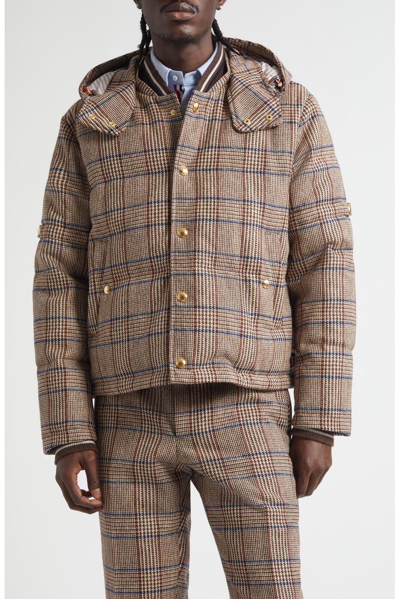 Hunting Wool Tweed Down Bomber Jacket, Main, color, DARK BROWN