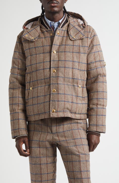 Hunting Wool Tweed Down Bomber Jacket