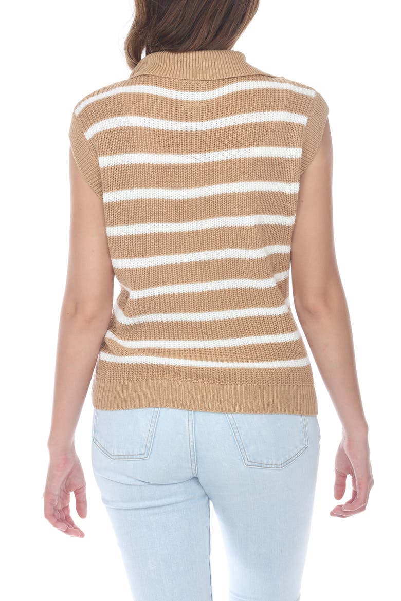 Quarter Zip Striped Knit Vest, Alternate, color, BEIGE