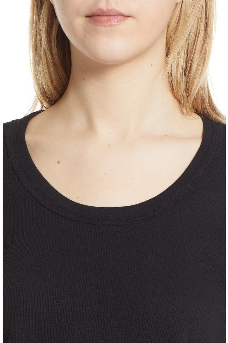 Scoop Neck Long Sleeve Raw Edge Thermal Top, Alternate, color, BLACK
