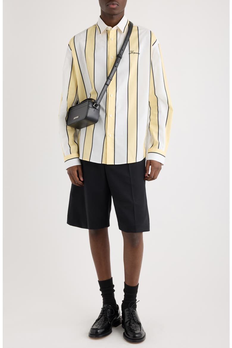 La Chemise Simon Stripe Button-Up Shirt, Alternate, color, PRINT STRIPES WHITE / YELLOW
