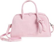 Jacquemus Le Petit Turismo Croc Embossed Suede Bowling Bag