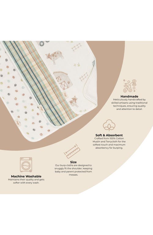Crane Baby Tractor Assorted 3-pack Cotton Muslin Burp Cloths In White