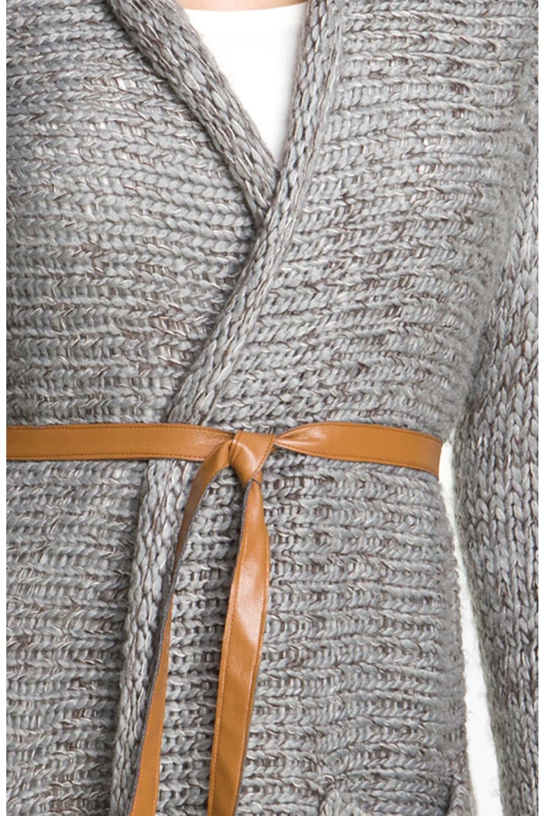 Belted Long Cardigan, Alternate, color, BLUE MULTI