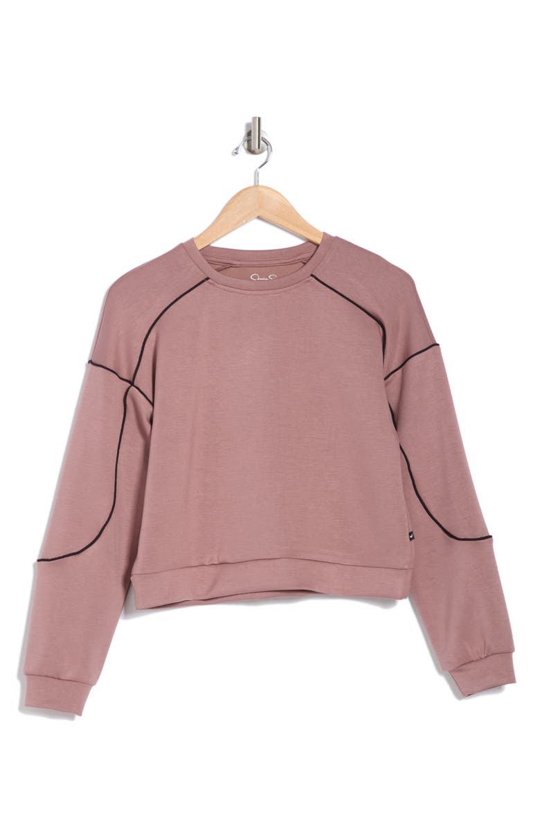 Jessica Simpson Contrast Piping Soft Luxe Sweatshirt, Alternate, color, 