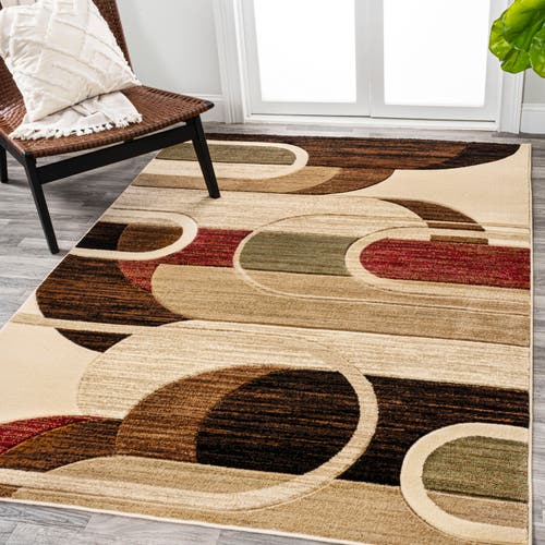Jonathan Y Tamara Retro Abstract Arches Area Rug In Cream/brown/red