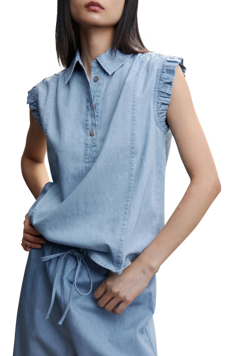 MANGO Ruffle Cotton Top, Main, color, 