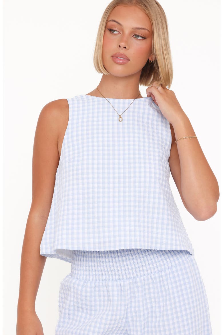 Jillian Gingham Tank & Wide Leg Pants Set, Alternate, color, BLUE GINGHAM