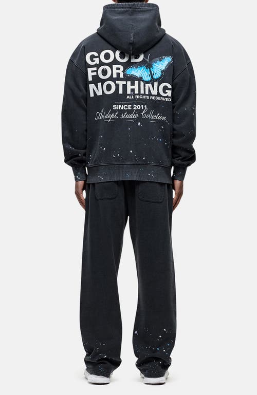 Good For Nothing Studio Paint Butterfly Zip Hoodie In Blue