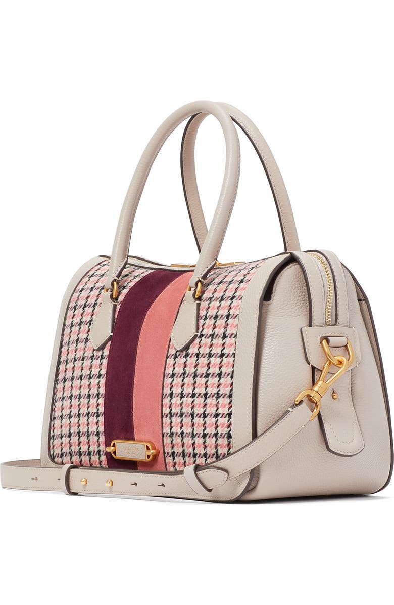 Kate Spade New York gramercy racing stripe houndstooth top handle bag, Alternate, color,