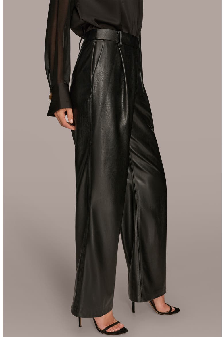 Faux Leather Straight Leg Pants, Alternate, color, BLACK