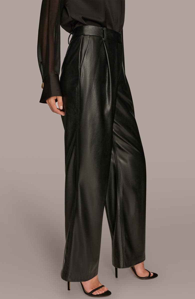 Donna Karan New York Faux Leather Straight Leg Pants, Alternate, color, Black