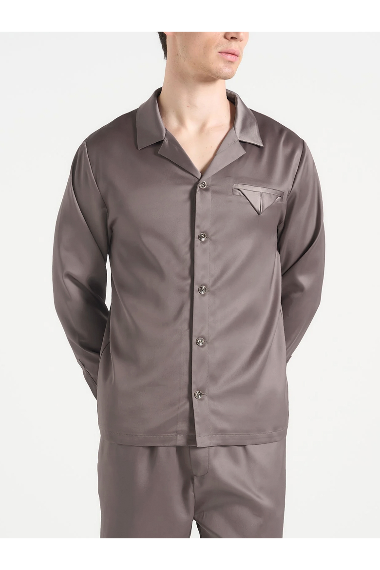 Constant Satin Shirt, Alternate, color, Taupe