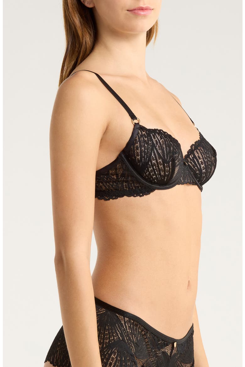 Peyton Embroidered Underwire Bra, Alternate, color, BLACK