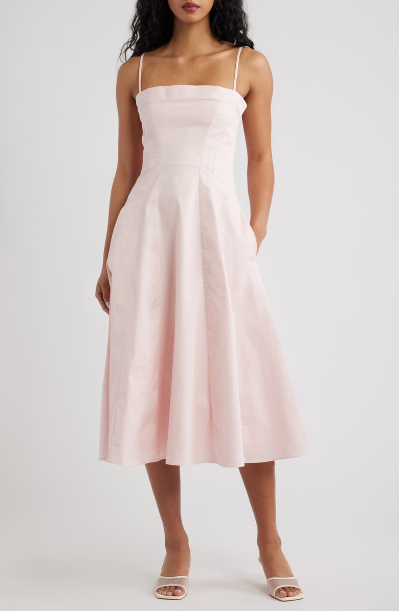 HOUSE OF CB Dolly Seamed Midi Sundress, Main, color, Pink