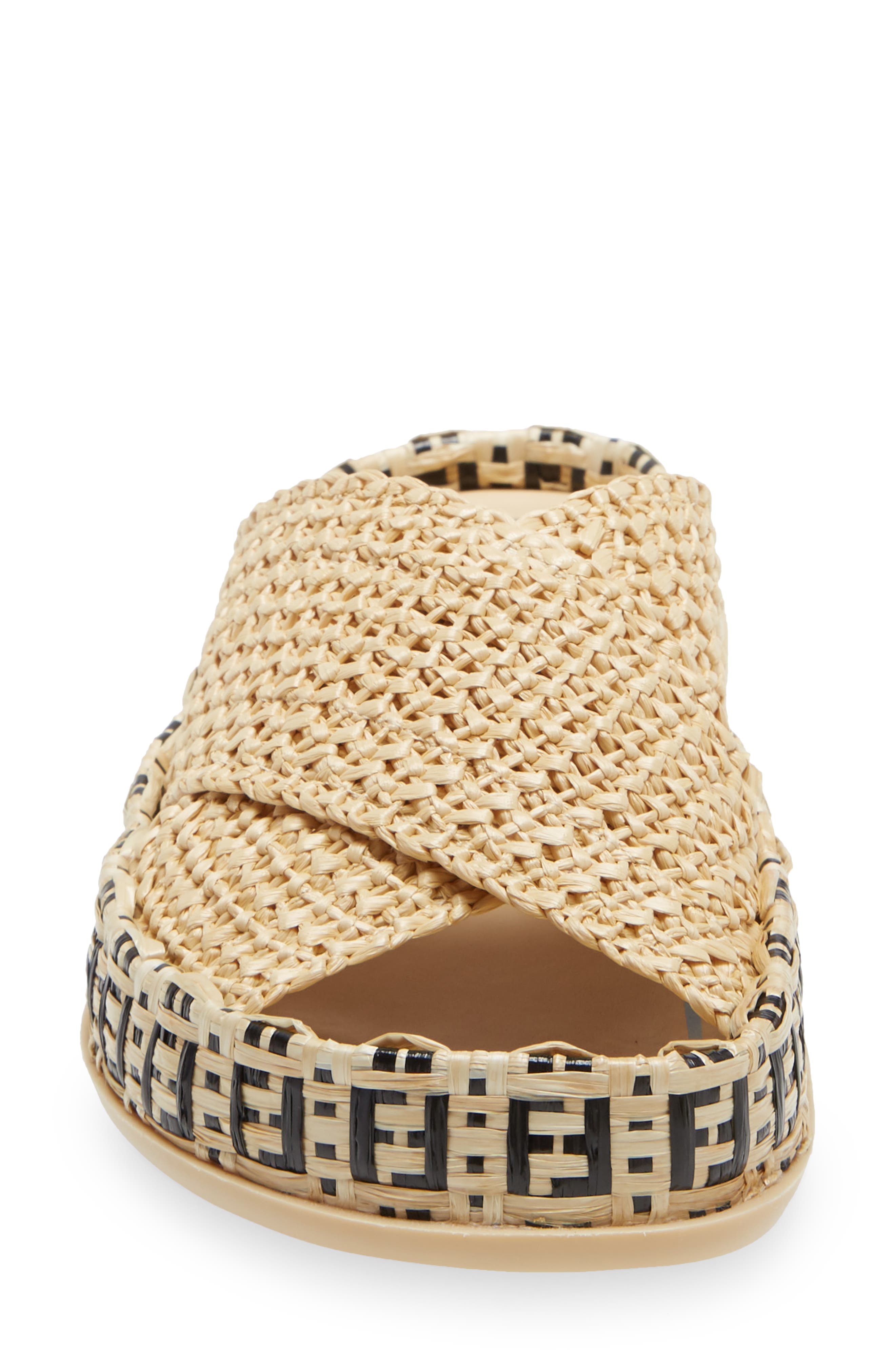 Fendi FF Logo Woven Slide Sandal, Alternate, color, 