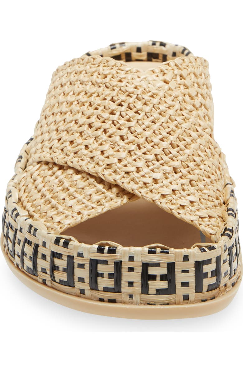 Fendi FF Logo Woven Slide Sandal, Alternate, color,
