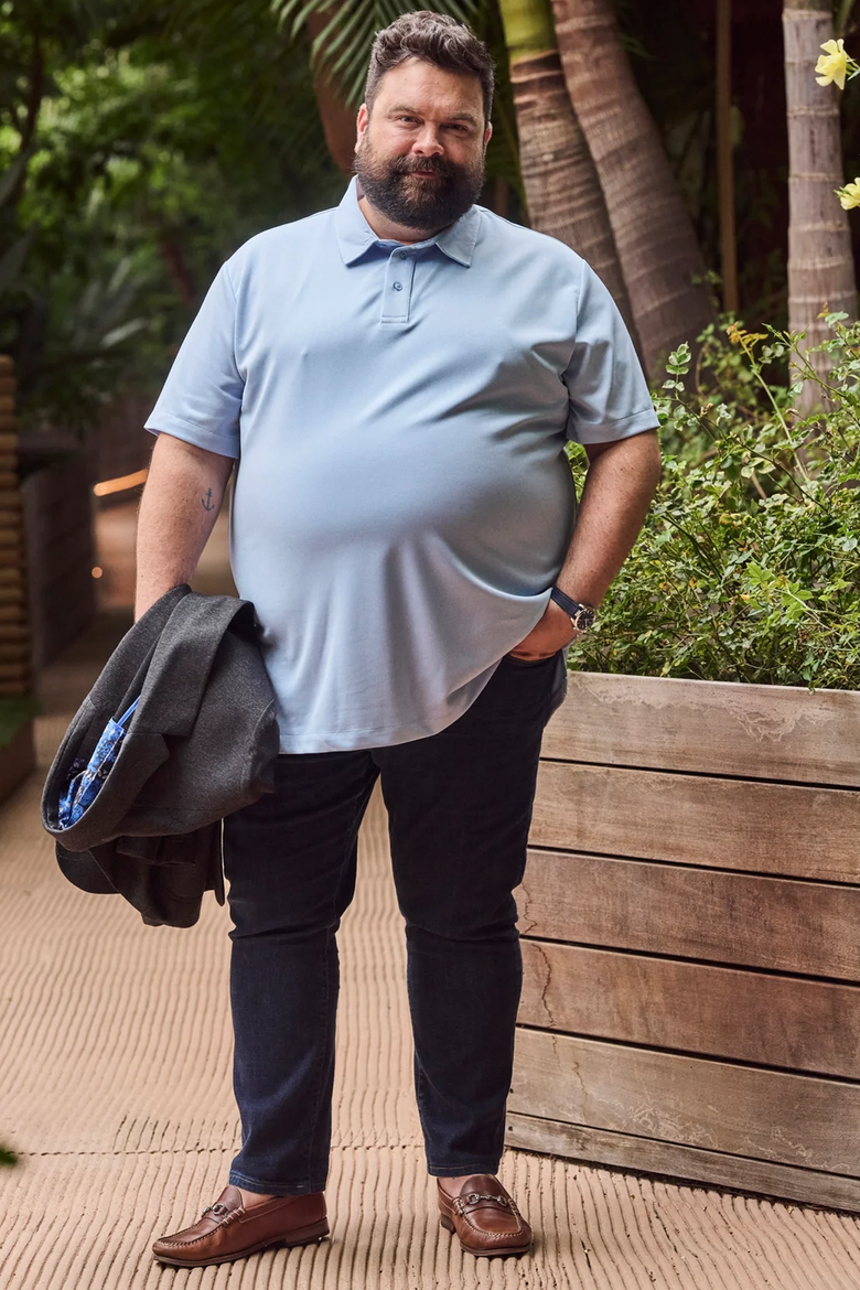 Men's Big and Tall Casual Commuter Tech Polo, Alternate, color, Heather Blue