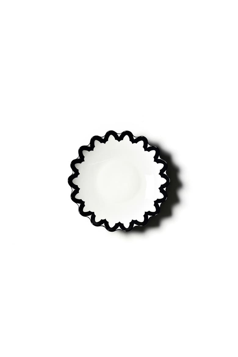 Black Arabesque Scallop 11 Pasta Bowl, Alternate, color, Black