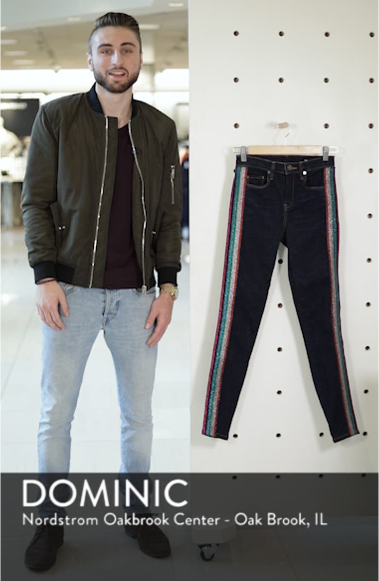 The Bond Metallic Side Stripe Skinny Jeans, sales video thumbnail