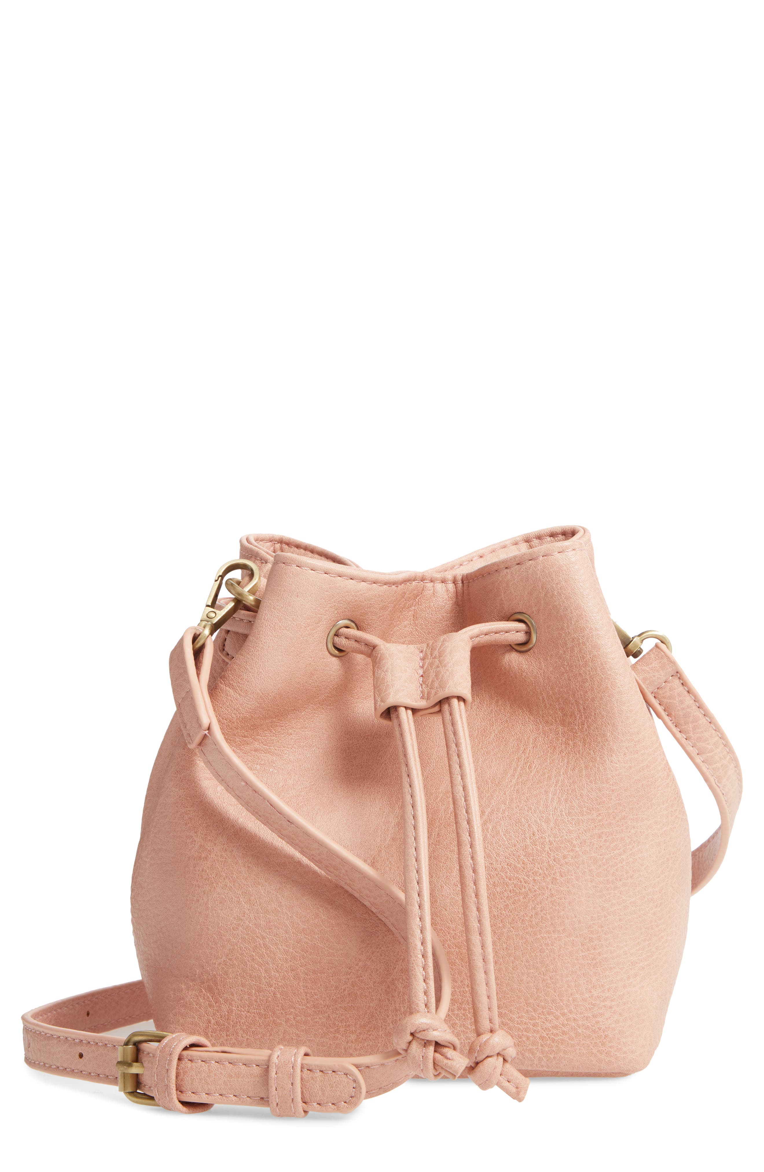 Drawstring Crossbody Bag, Main, color, PINK ROSECLOUD