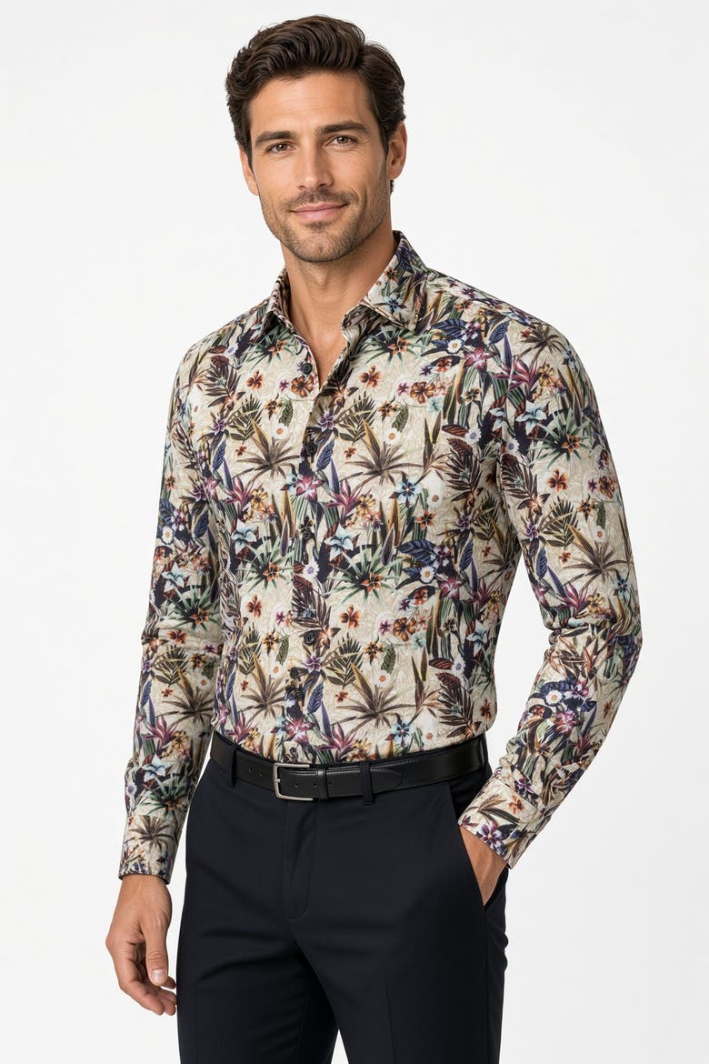 Mila Print Button-Up Long Sleeve Shirt, Alternate, color, Multicolor