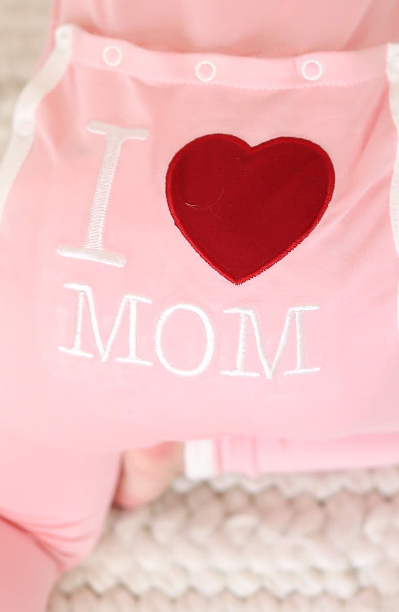 KicKee Pants I Heart Mom Zip Romper, Alternate, color, Lotus I Love Mom