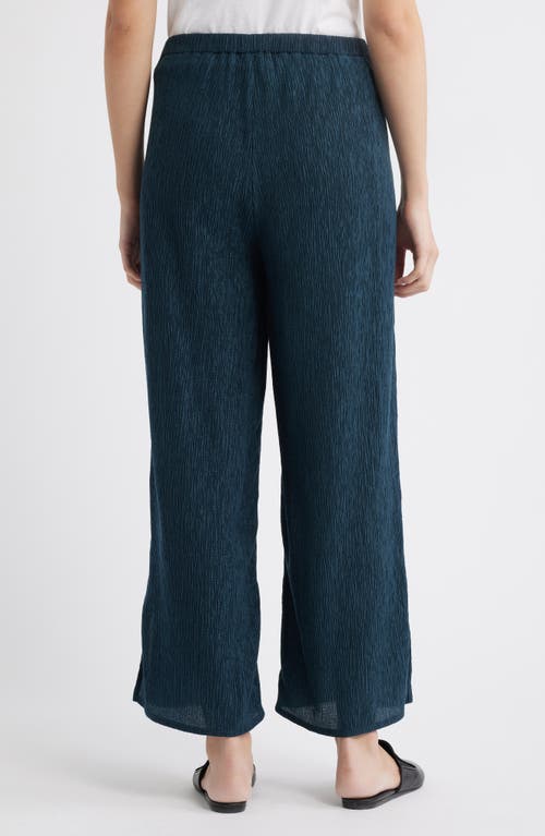 Eileen Fisher Slit Hem Plissé Ankle Pants In Blue