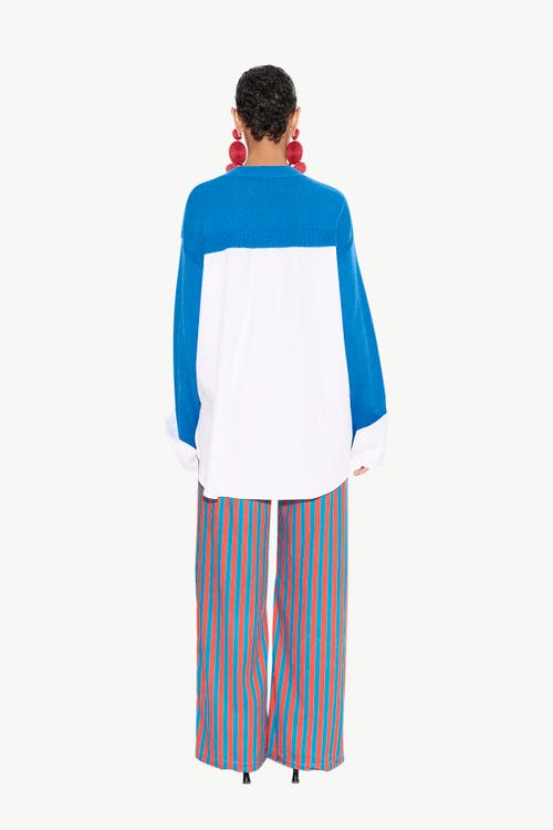 Simonmiller Pip Poplin Combo Sweater In Vivid Sky/macadamia